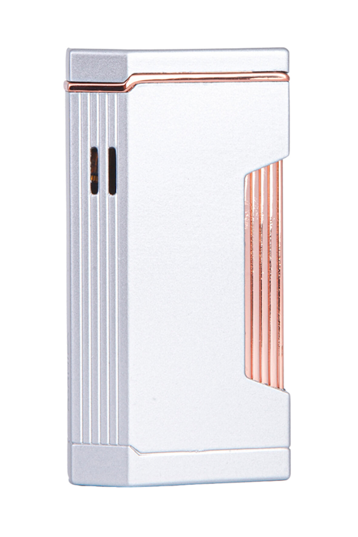 Çift Torch Pürmüz Gümüş Metal Puro Çakmağı