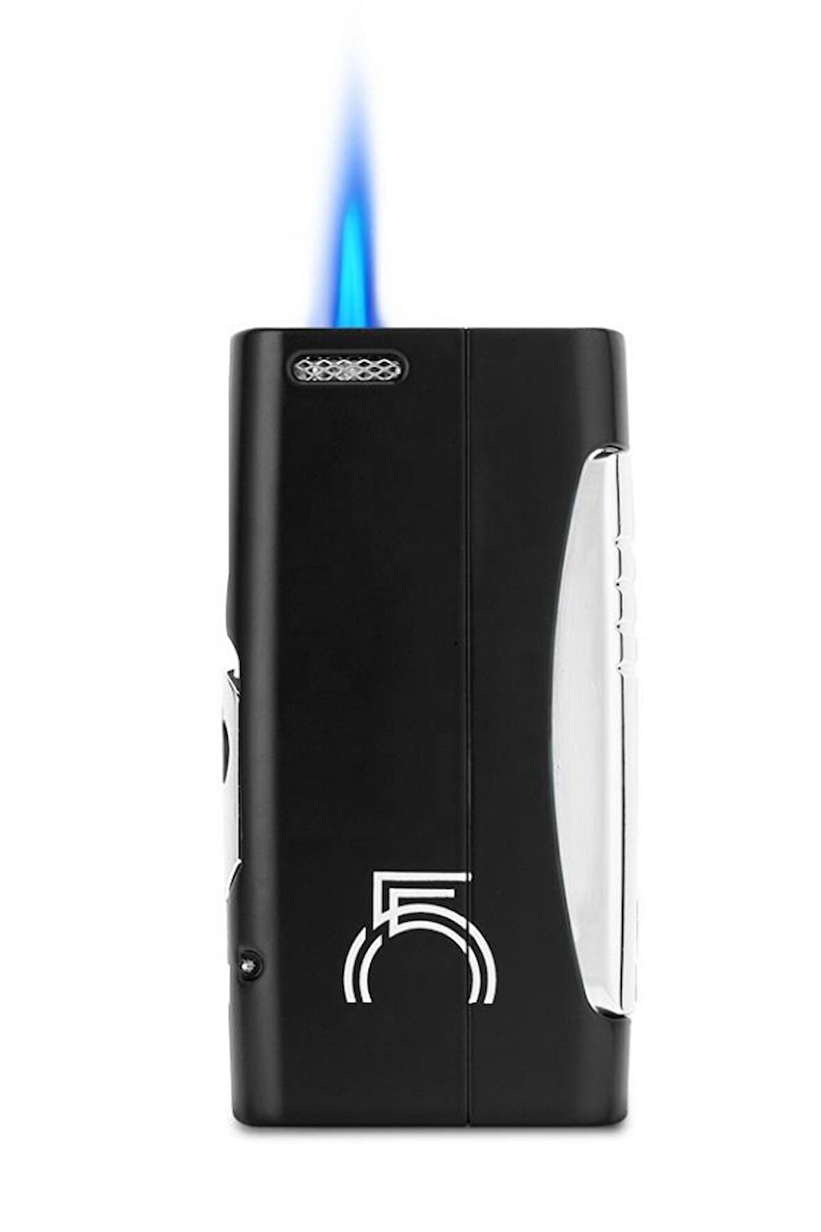 Tek Torch Pürmüz 55. Yıl Özel Üretim Dahili Delicili Siyah-Gümüş Puro Çakmağı