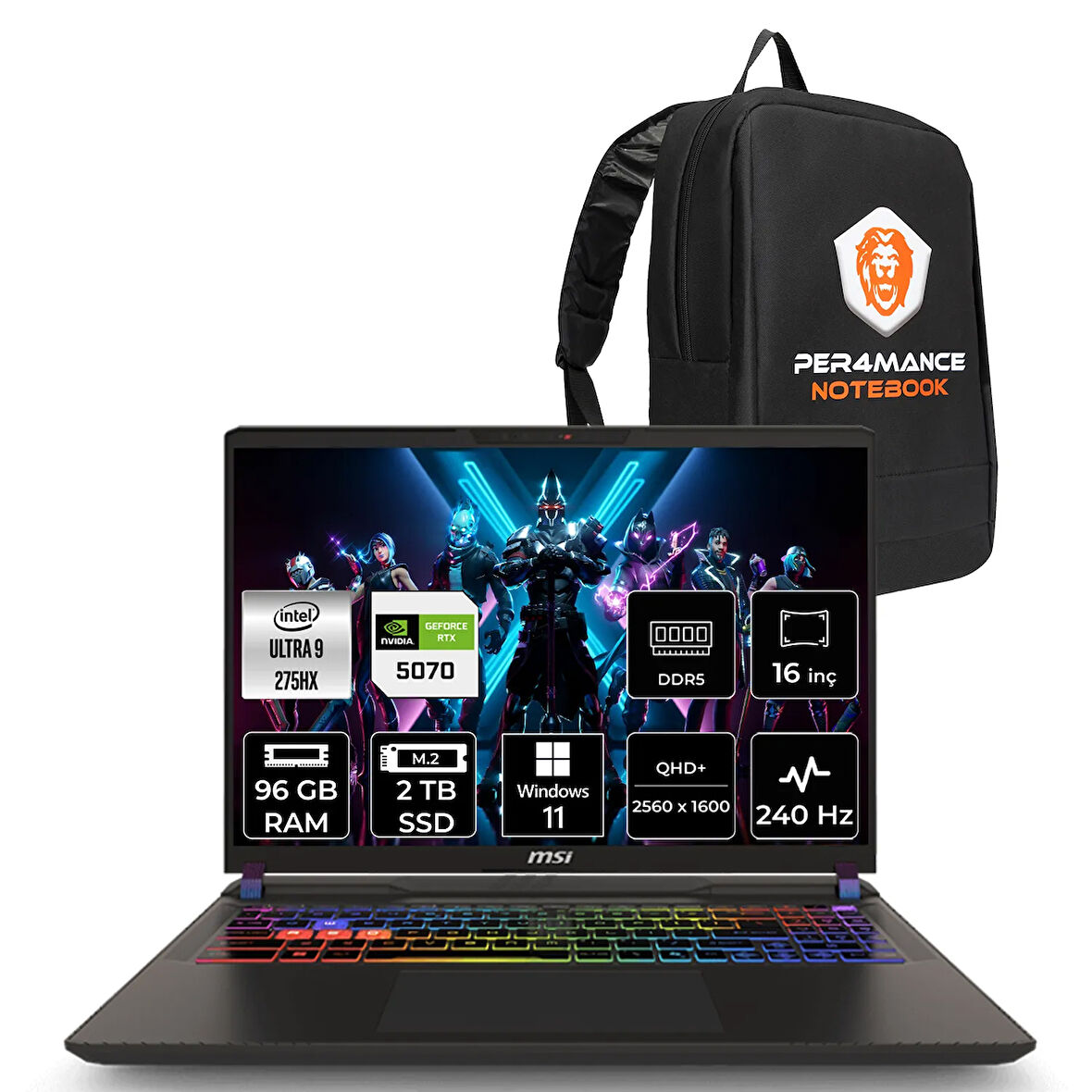 MSI Vector 16 HX AI Ultra 9 275HX 96GB 2TB SSD RTX5070/8GB 115W 16" QHD+ 240Hz W11H Gaming