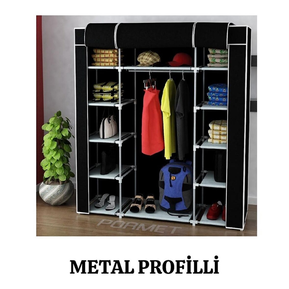 beyazpazar BEZ DOLAP METAL PROFİLLİ ÇYR SİYAH RENK