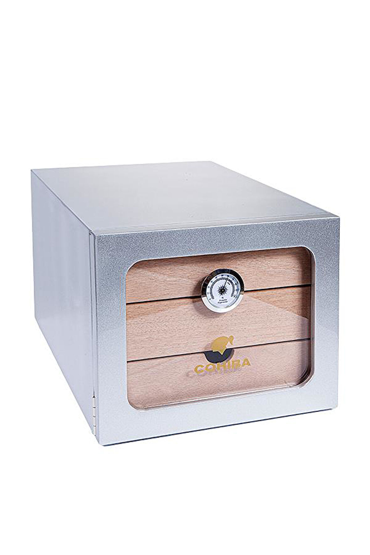 Çekmeceli Sedir Humidor Puro Kutusu Gümüş