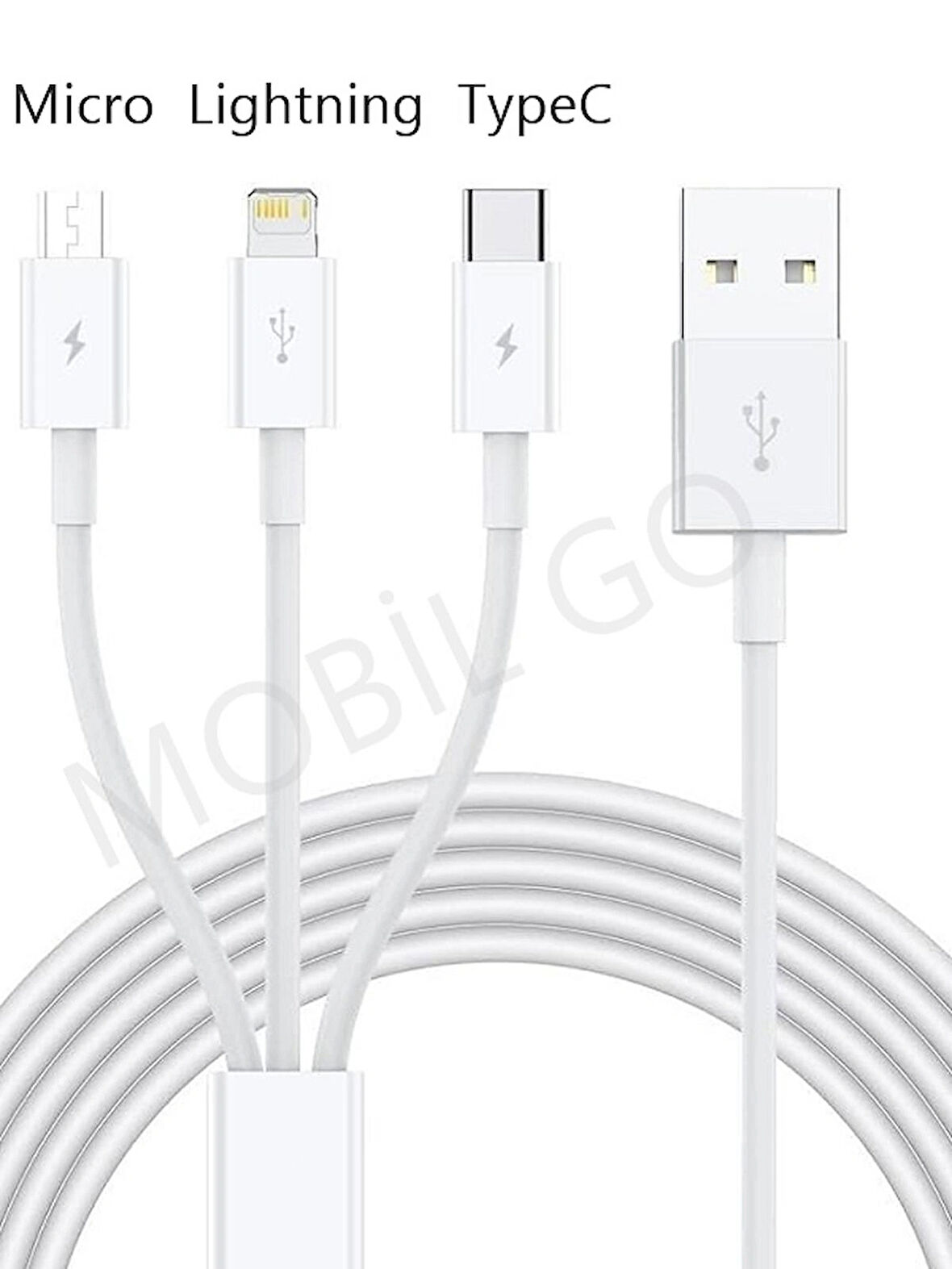 Iphone 6 7 8 9 X 11 12 13 14 Pro Max Android Typec Micro Usb Lightning 3lü Hızlı Şarj Kablosu