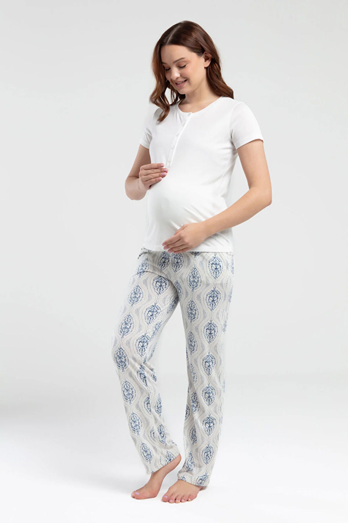 Kadın Krem Lohusa Pijama Takım R.O.3.2.Z.E.5.6..L.T.