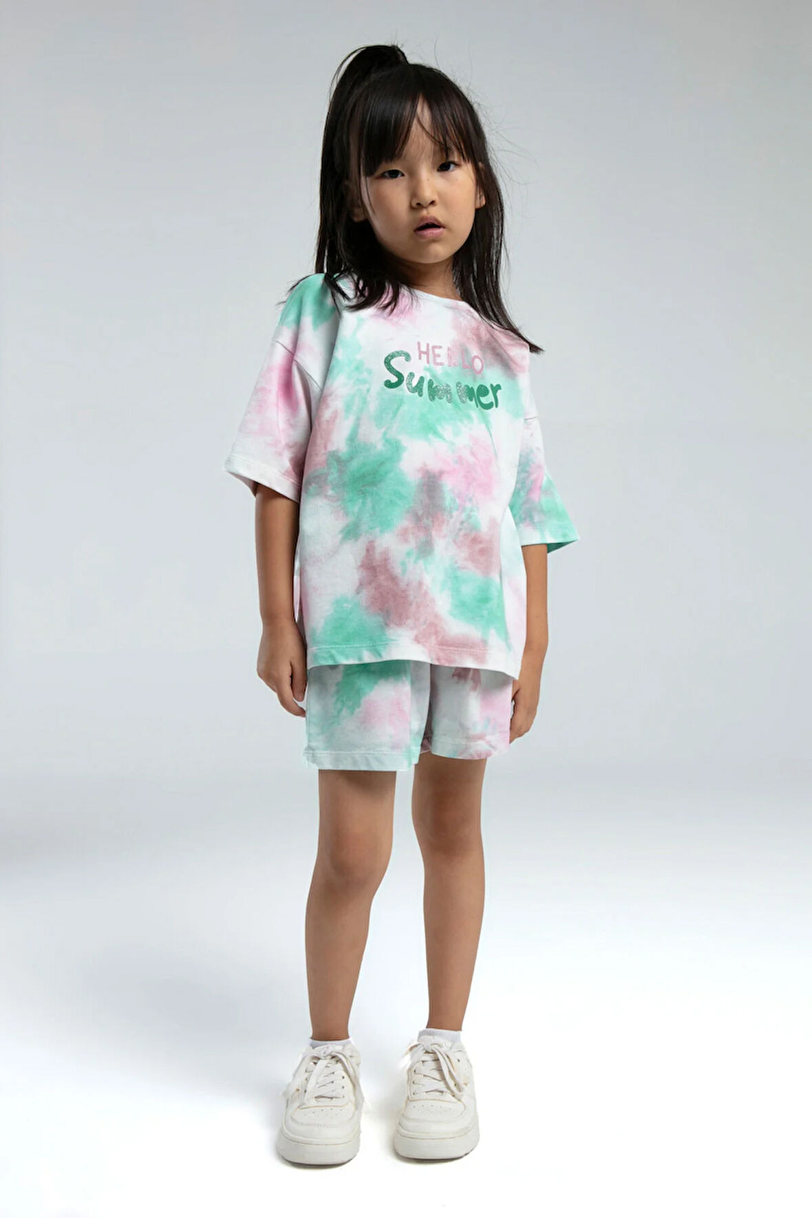 Kız Çocuk Beyaz Pamuklu Şortlu Alt Üst Takım