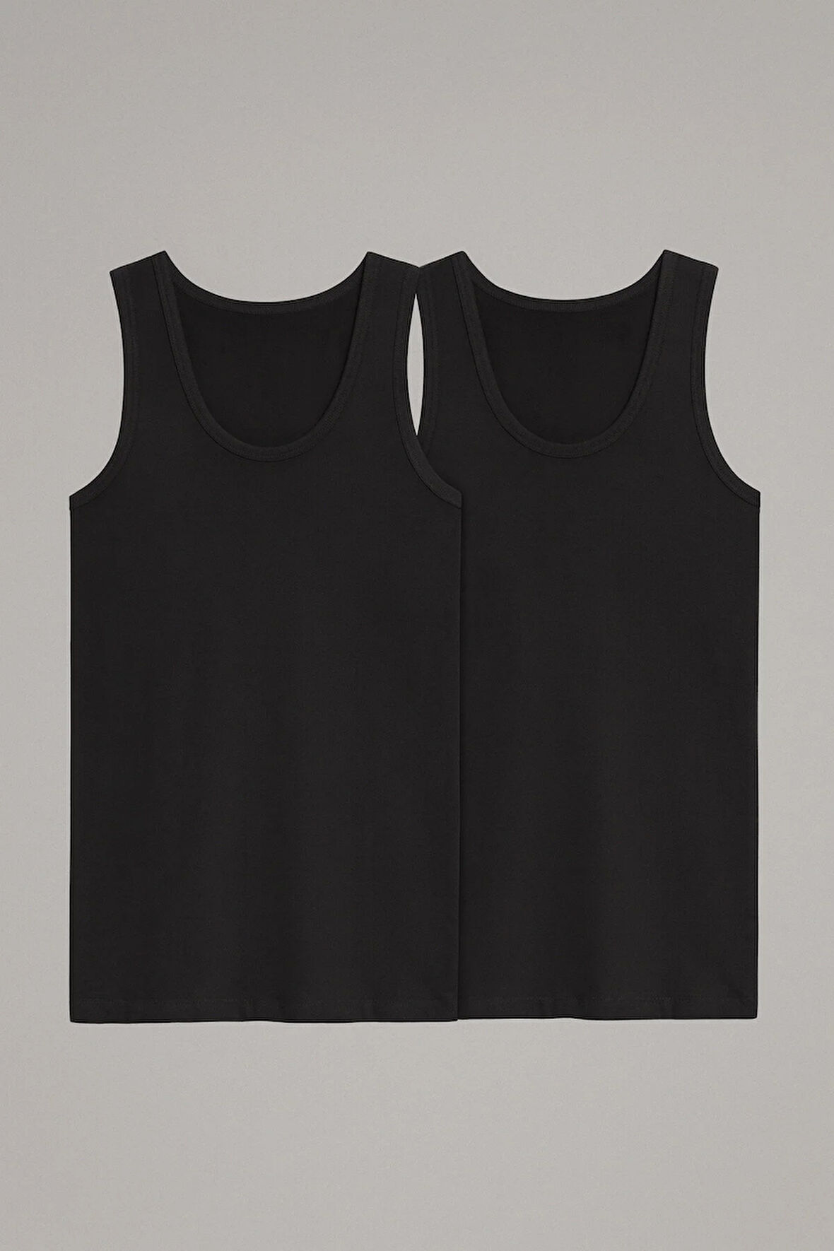 Erkek Klasik Penye 2'li Siyah Atlet