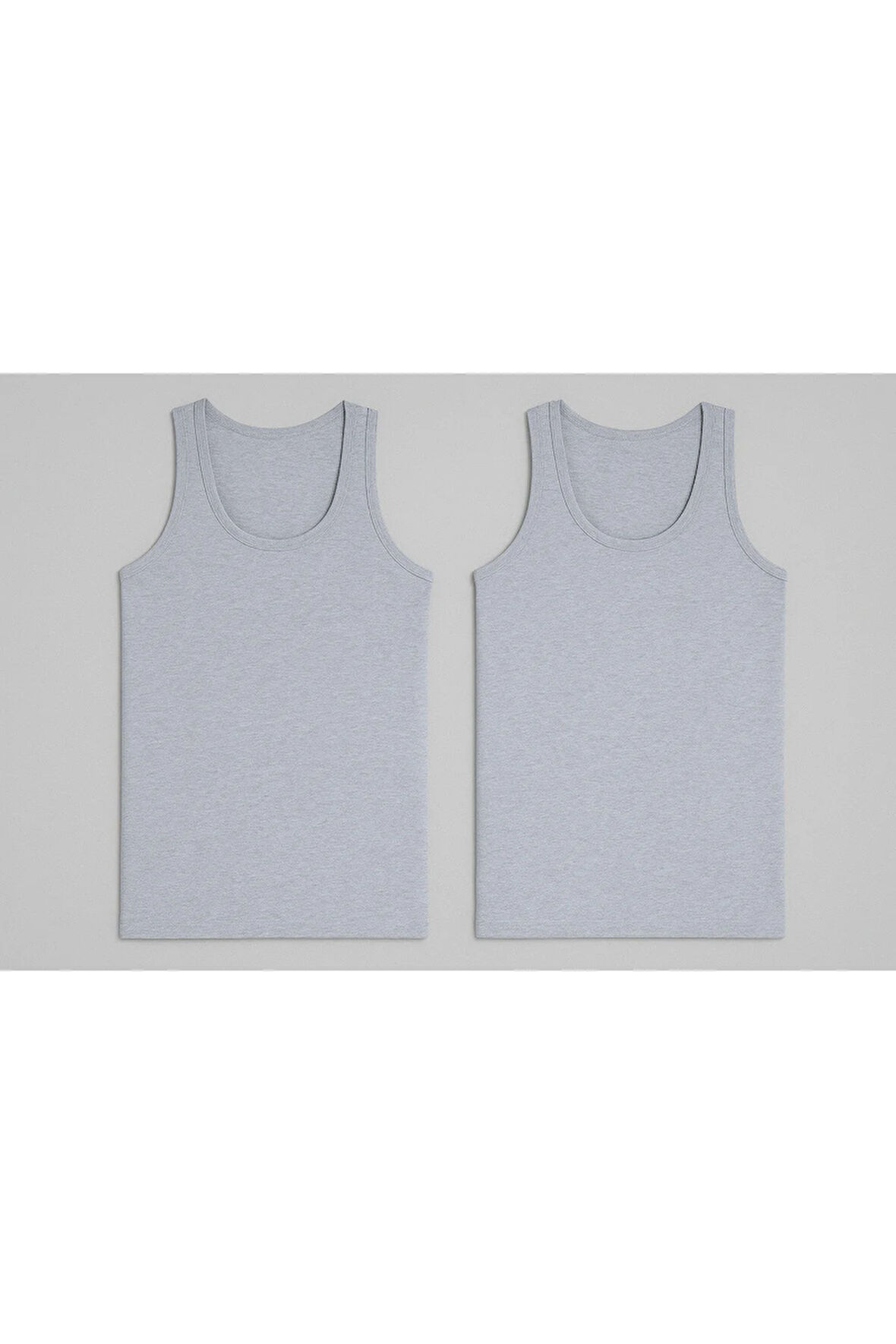 Erkek Klasik Penye 2'li Gri Atlet