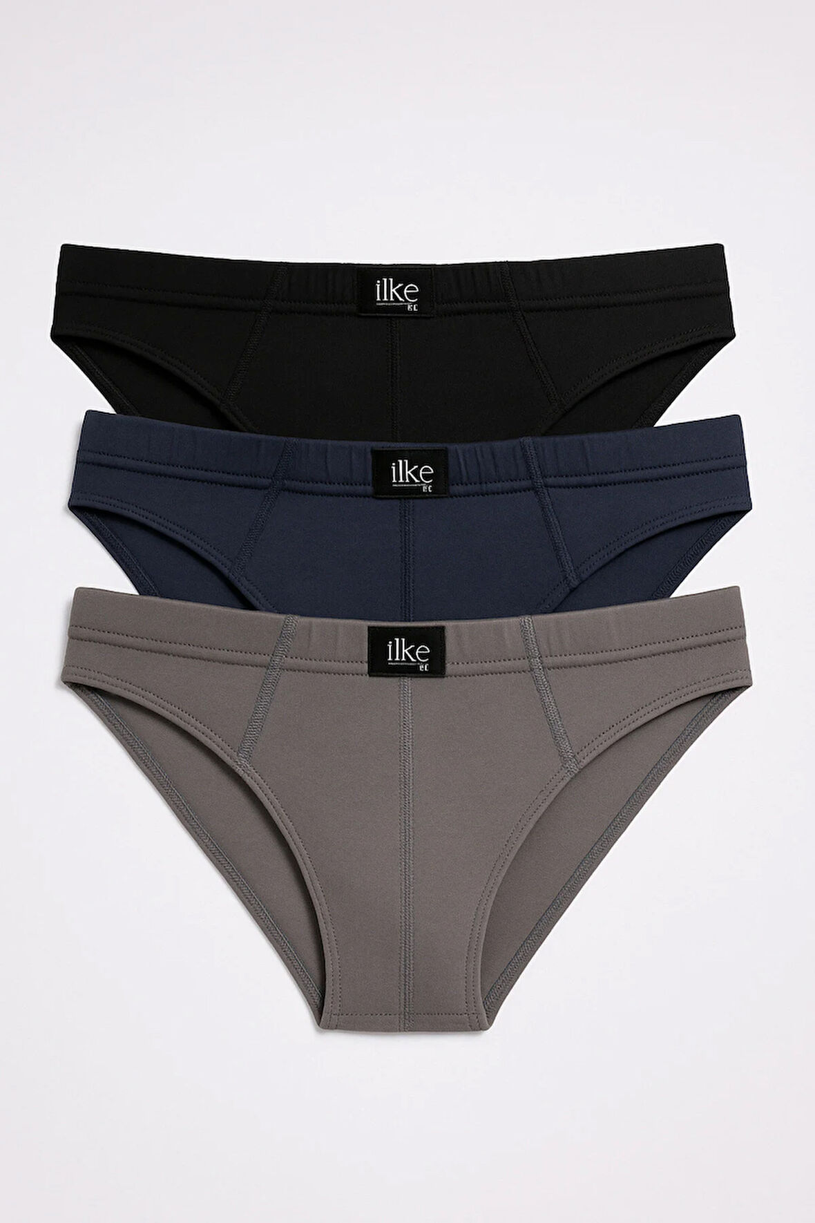 Erkek Pamuklu 3'lü Slip Külot Lacivert-Füme-Siyah