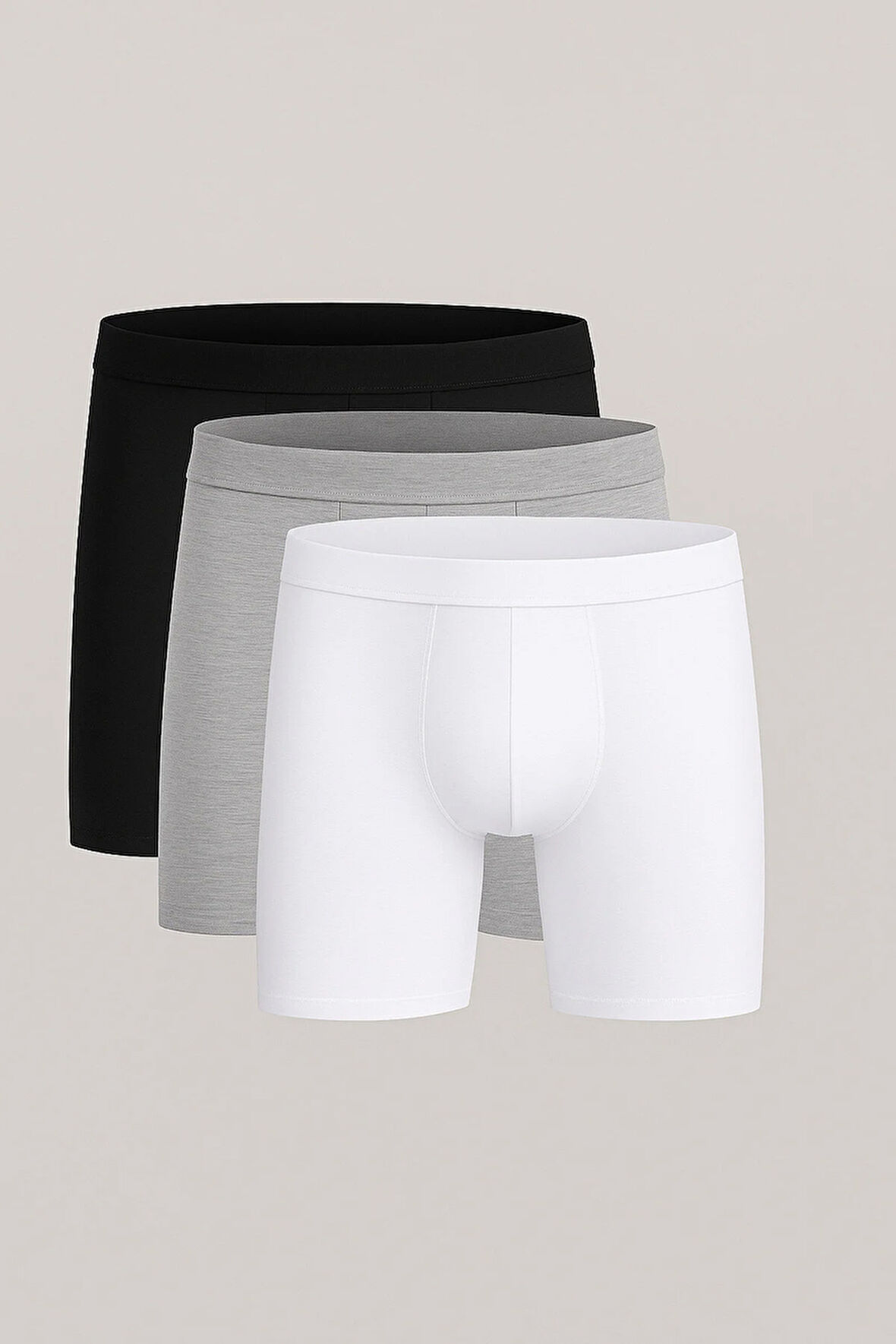 Erkek Uzun Likralı 3'lü Renkli Boxer