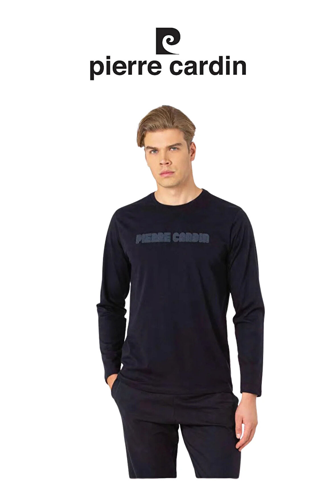 Erkek Siyah Uzun Kol Pamuklu Pijama Takımı 1 Çift Çorap Hediye