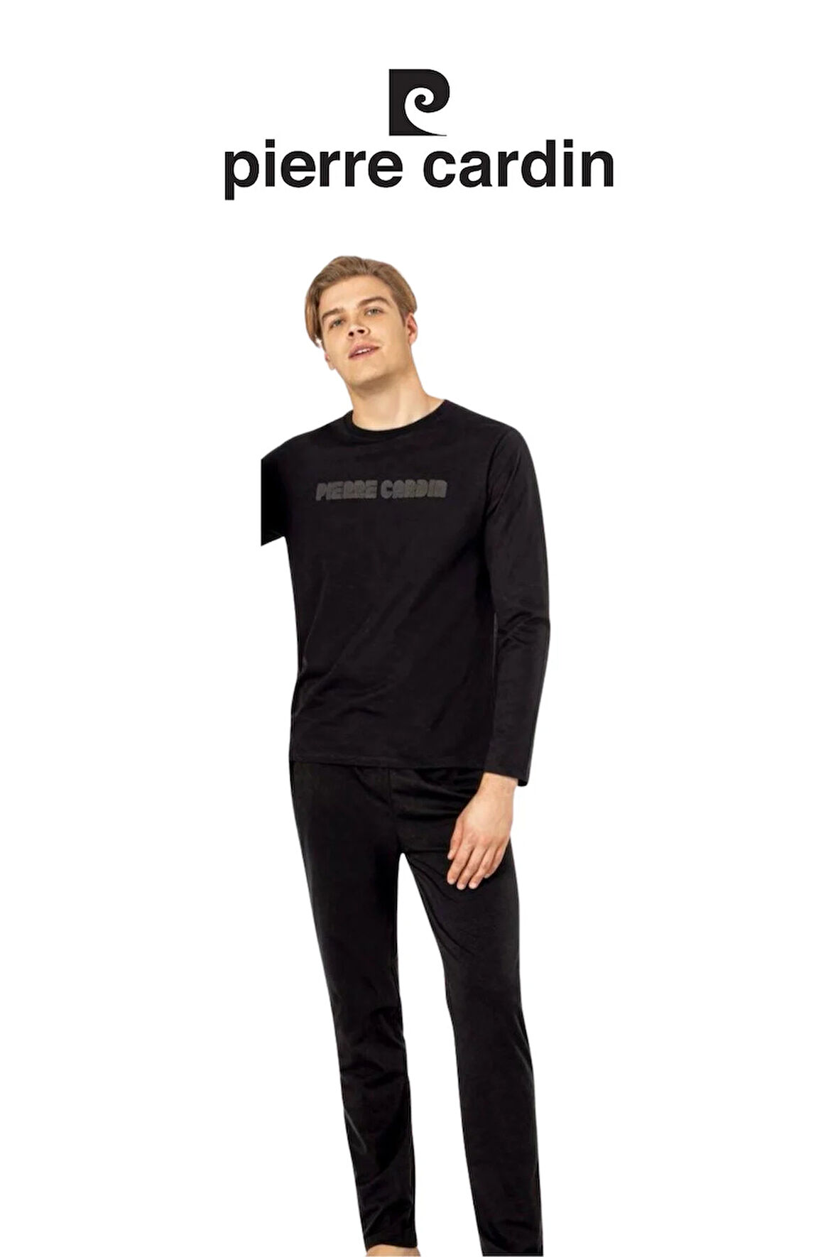 Erkek Siyah Uzun Kol Pamuklu Pijama Takımı 1 Çift Çorap Hediye