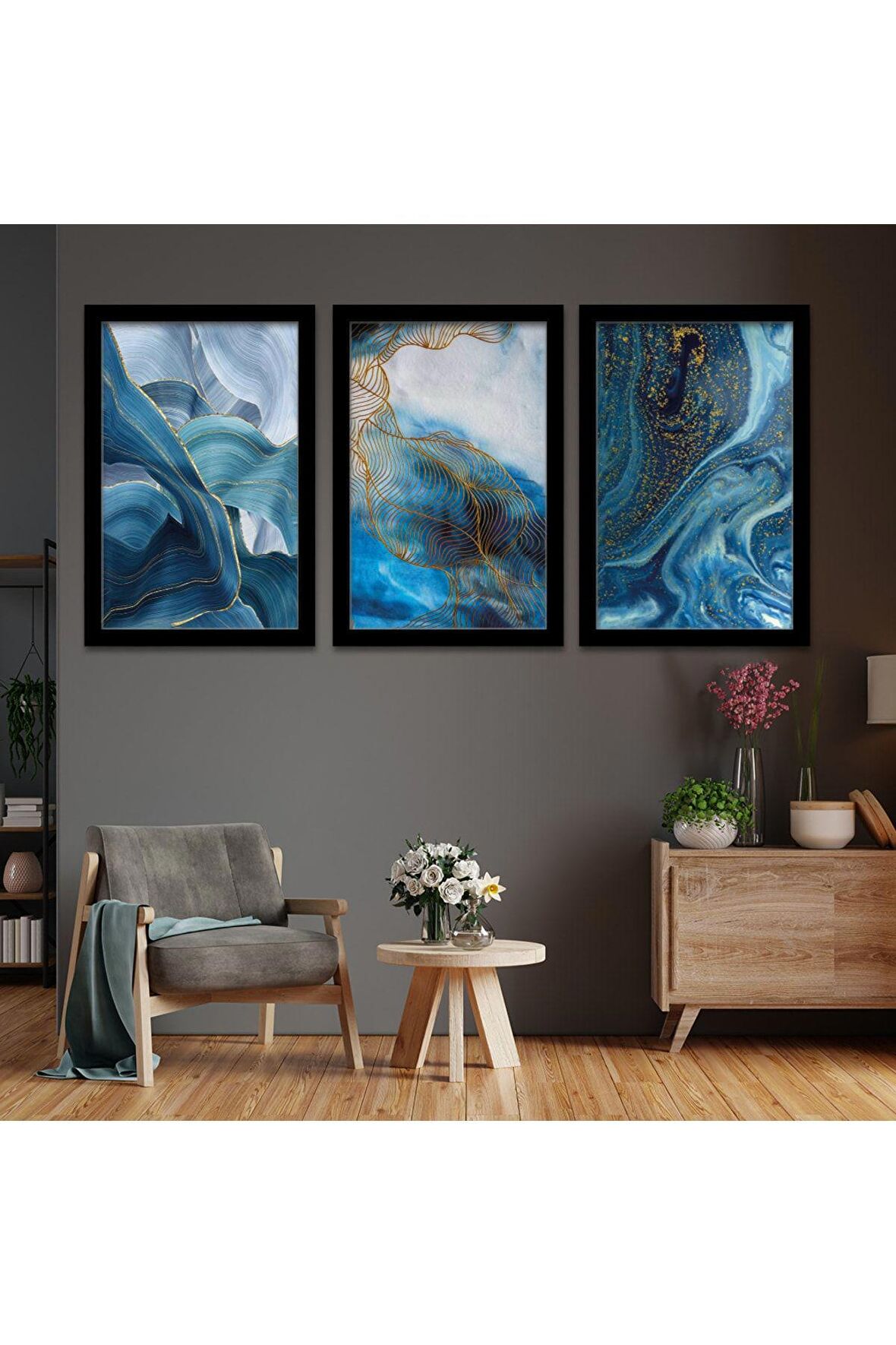 GÜMÜŞ AYNALI PLEKSİ ÇERÇEVELİ GEODE TARZINDA SOYUT TASARIM TABLOSU