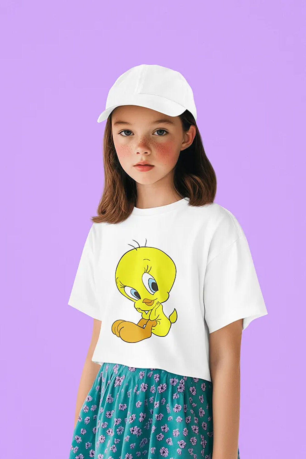Tweety Baskılı Unisex Çizgi Film Çocuk Tişört (1-12 Yaş)