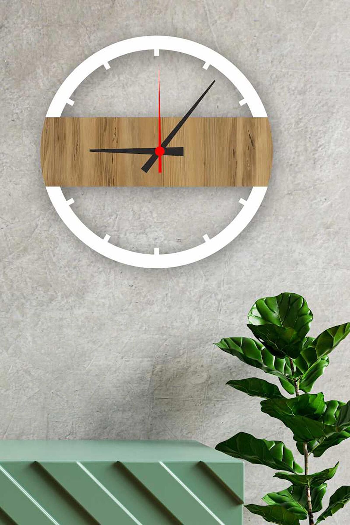 Çember Modern Tasarım Dekoratif Ahşap Duvar Saati