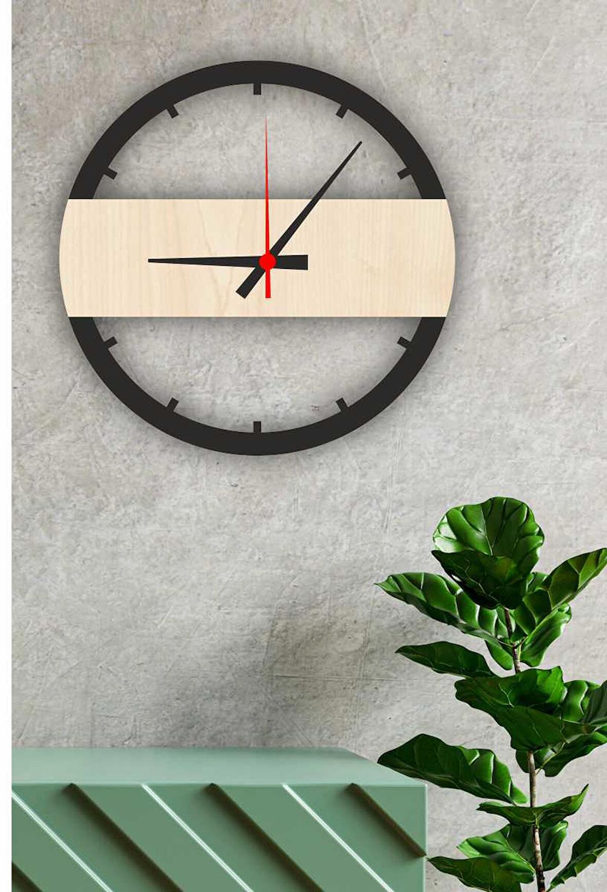 Çember Modern Tasarım Dekoratif Ahşap Duvar Saati