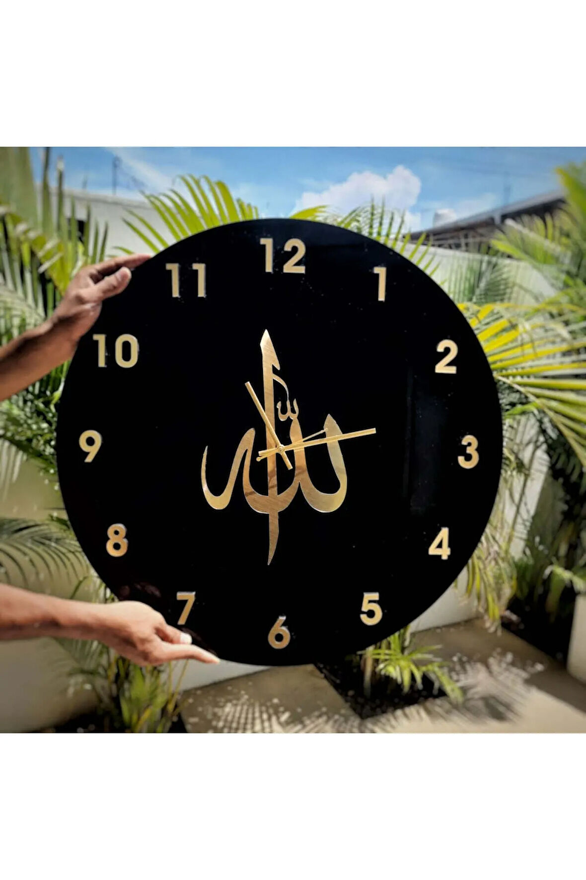 Allah Yazılı Dekoratif Duvar Saati 45cm