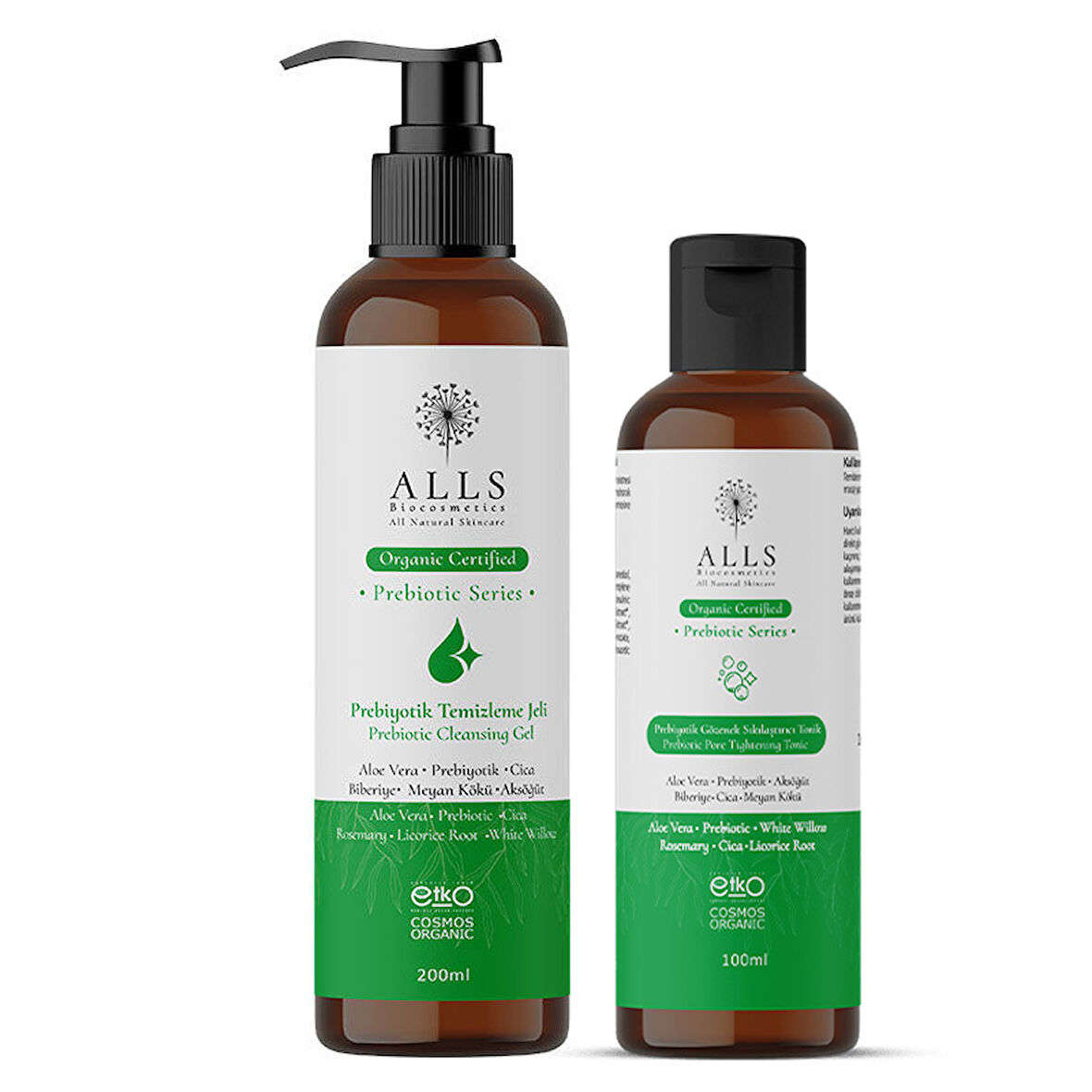 Alls Biocosmetics Organik Prebiyotik Arındırıcı ve Gözenek Sıkılaştırıcı Bakım Seti