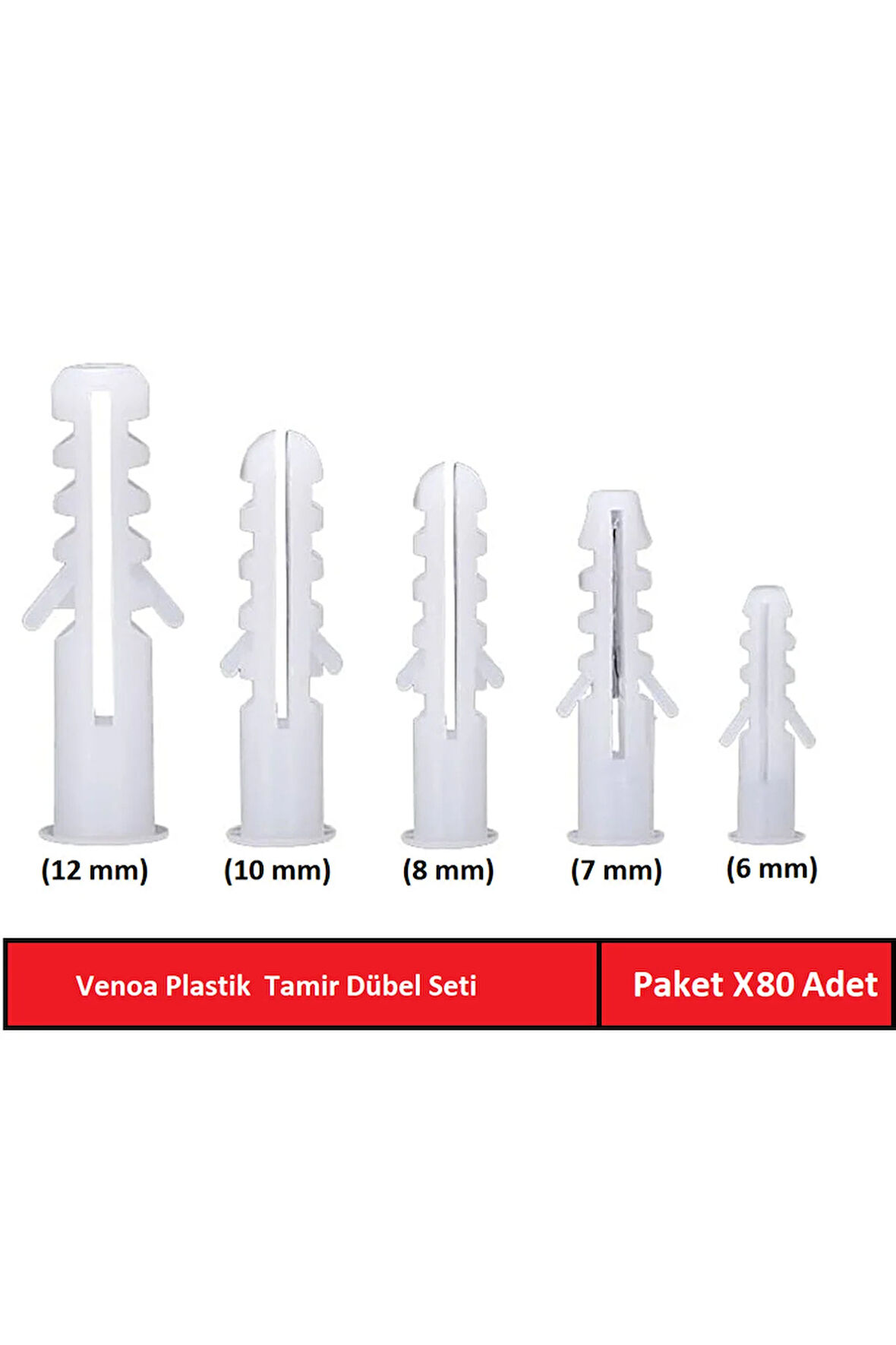 DB80 Plastik Dübel Karma Seti Paket 80 Adet