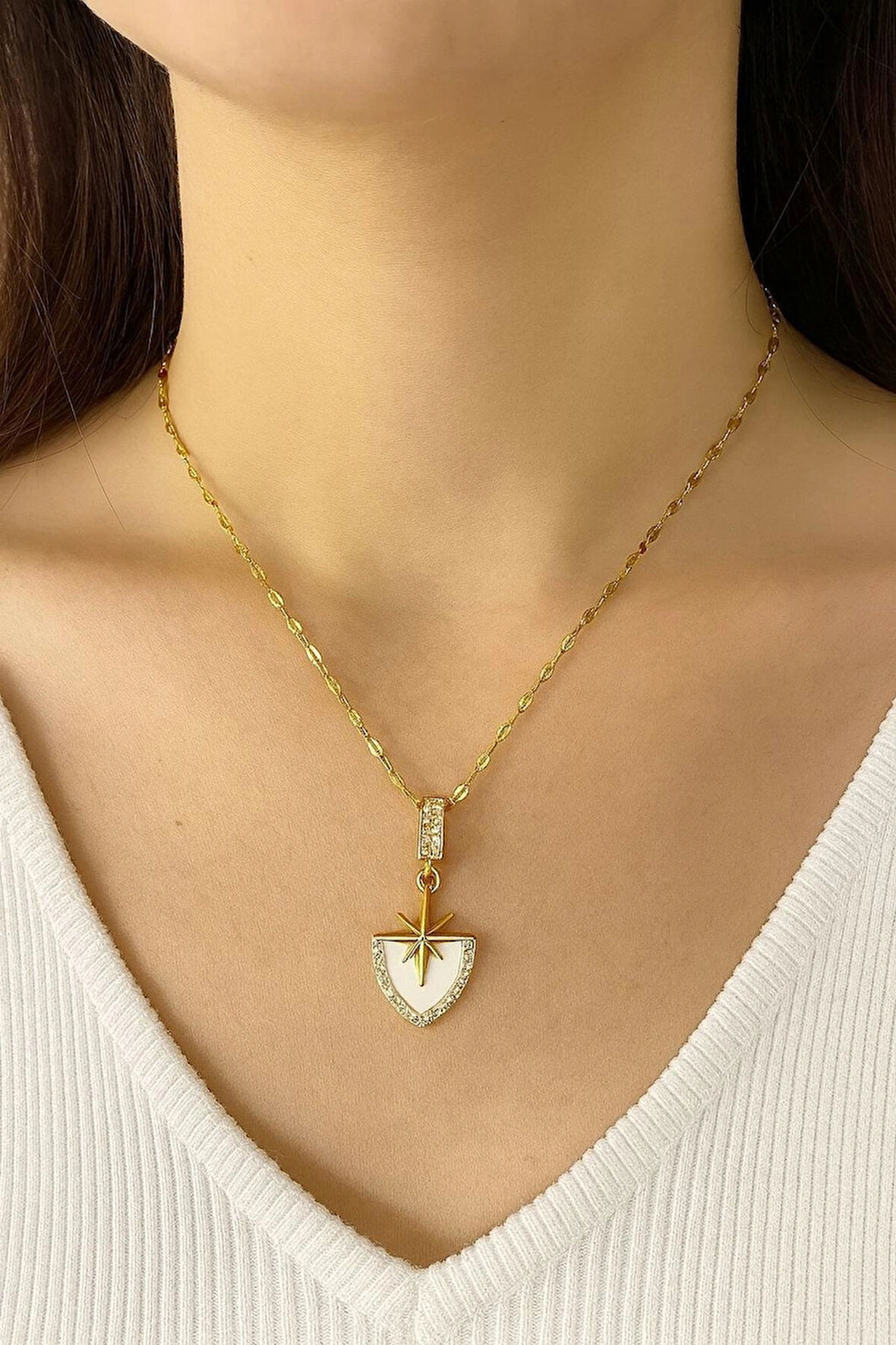 Kutup yıldızı Çelik altın kaplama gold kolye