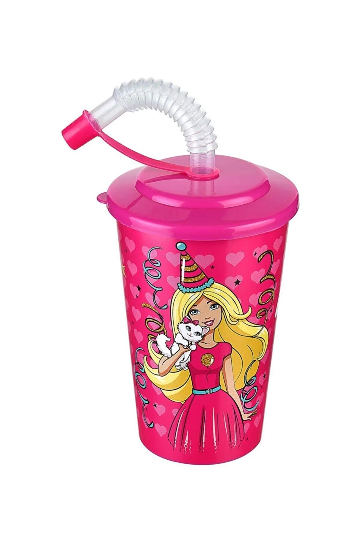 Barbie Kapaklı Pipetli Bardak 400 Ml.---TP513D