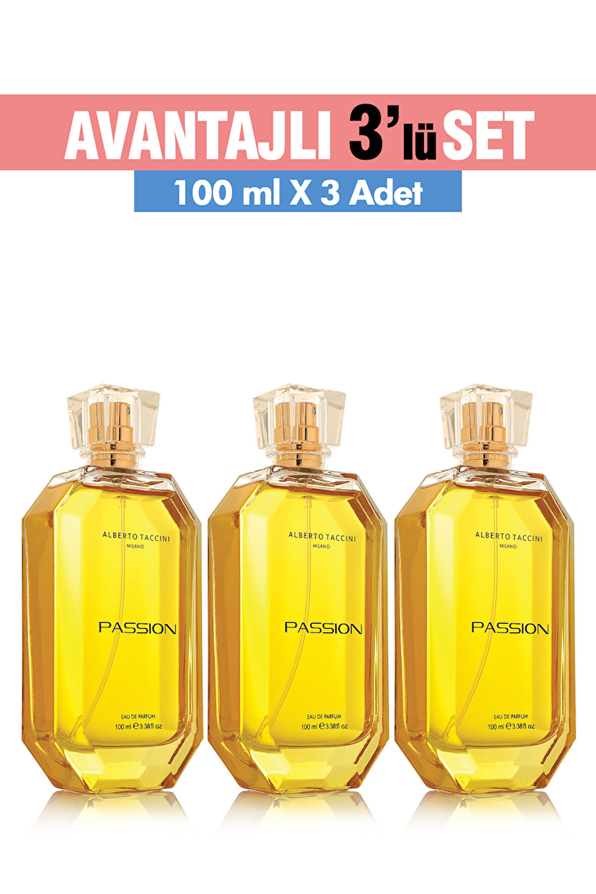 3'Lü Set Alberto Taccini PASSION Kadın Parfümü -100 ml
