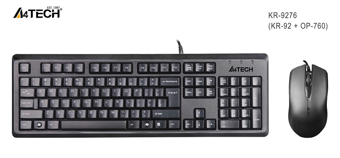 TEKNOTEG - A4 TECH KR-9276 Q USB STANDART KLAVYE+OPTİK MOUSE