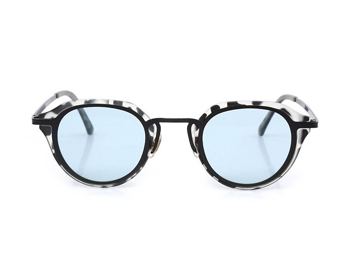 Siyah-Beyaz Çerçeve Mavi Cam Polarize Güneş Gözlüğü