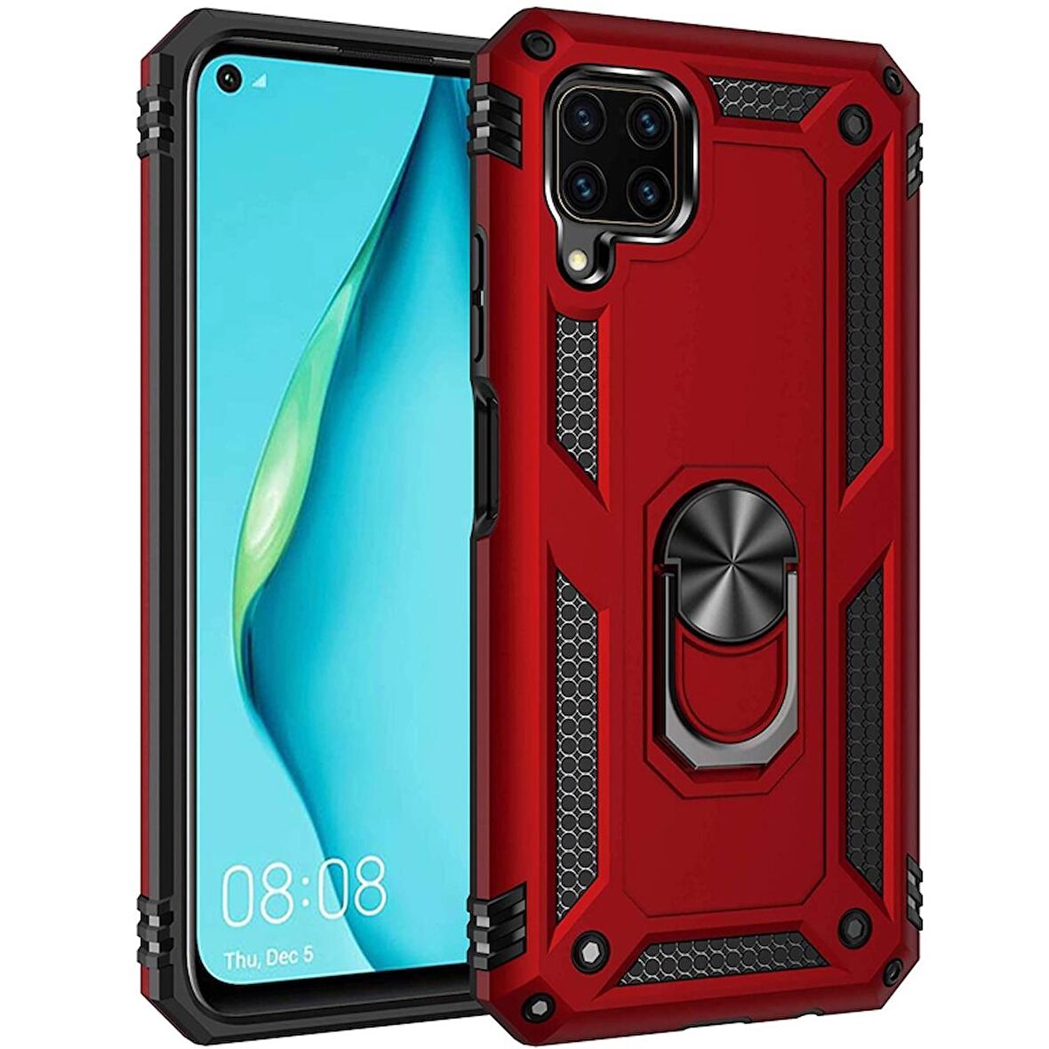 Gpack Huawei P40 Lite Kılıf Tank Koruma Vega Standlı Yüzüklü Mıknatıslı