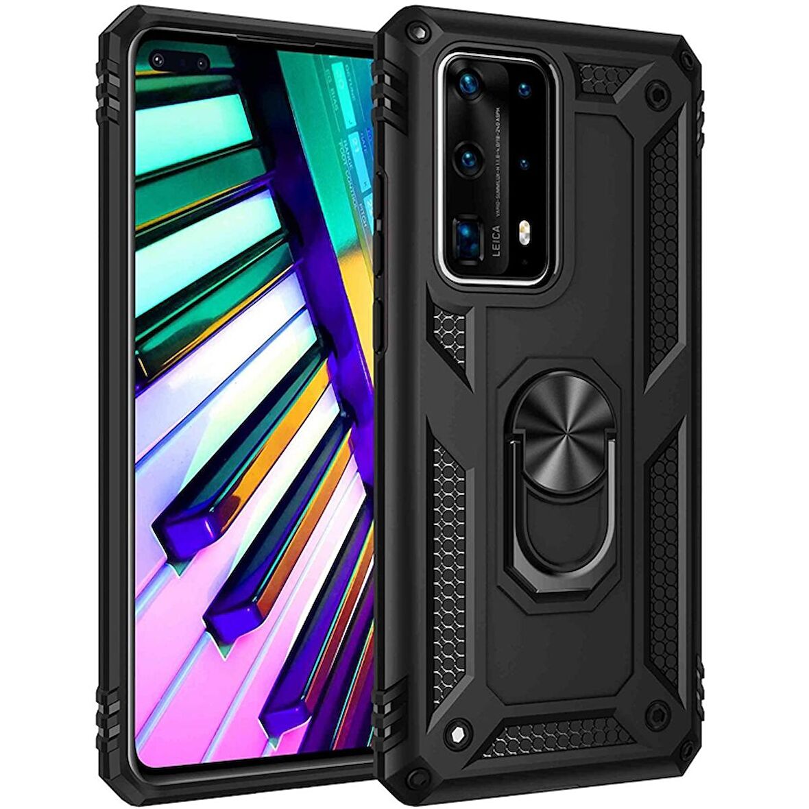 Gpack Huawei P40 Pro Kılıf Tank Koruma Vega Standlı Yüzüklü Mıknatıslı