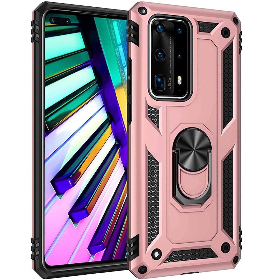 Gpack Huawei P40 Pro Kılıf Vega Standlı Yüzüklü MıknatıslıFull Ekran Koruyucu