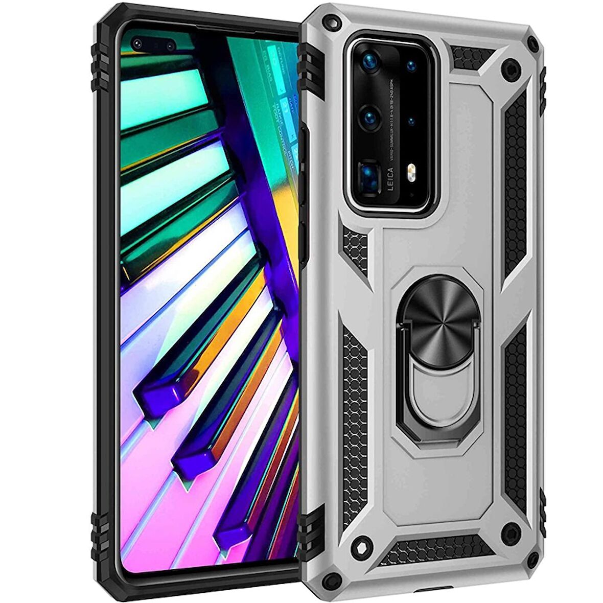 Gpack Huawei P40 Pro Kılıf Vega Standlı Yüzüklü MıknatıslıFull Ekran Koruyucu