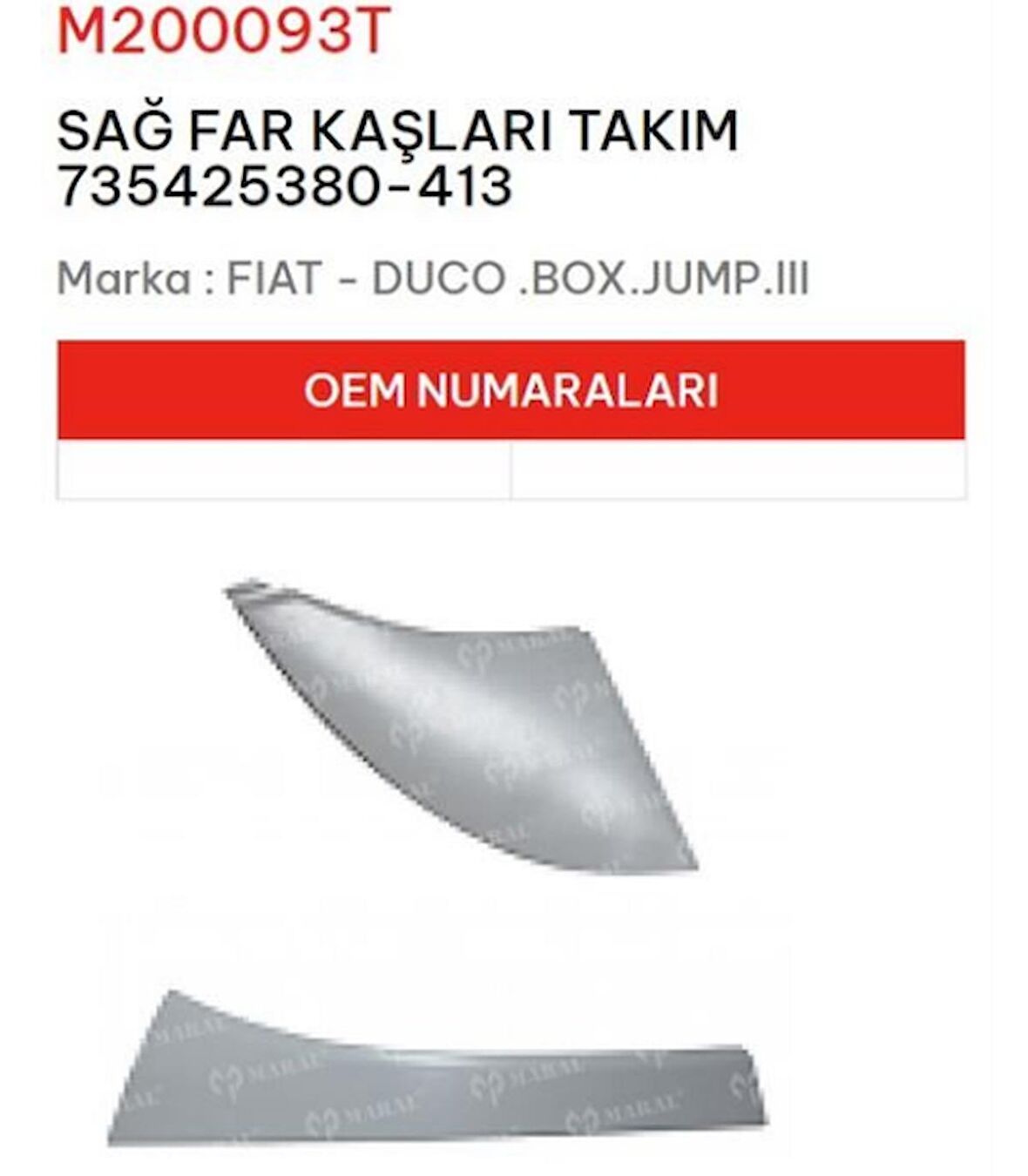 DUCATO 3 BOXER 3 JUMPER 3 ÖN SAĞ FAR ÇITA TAKIMI NS 735425380