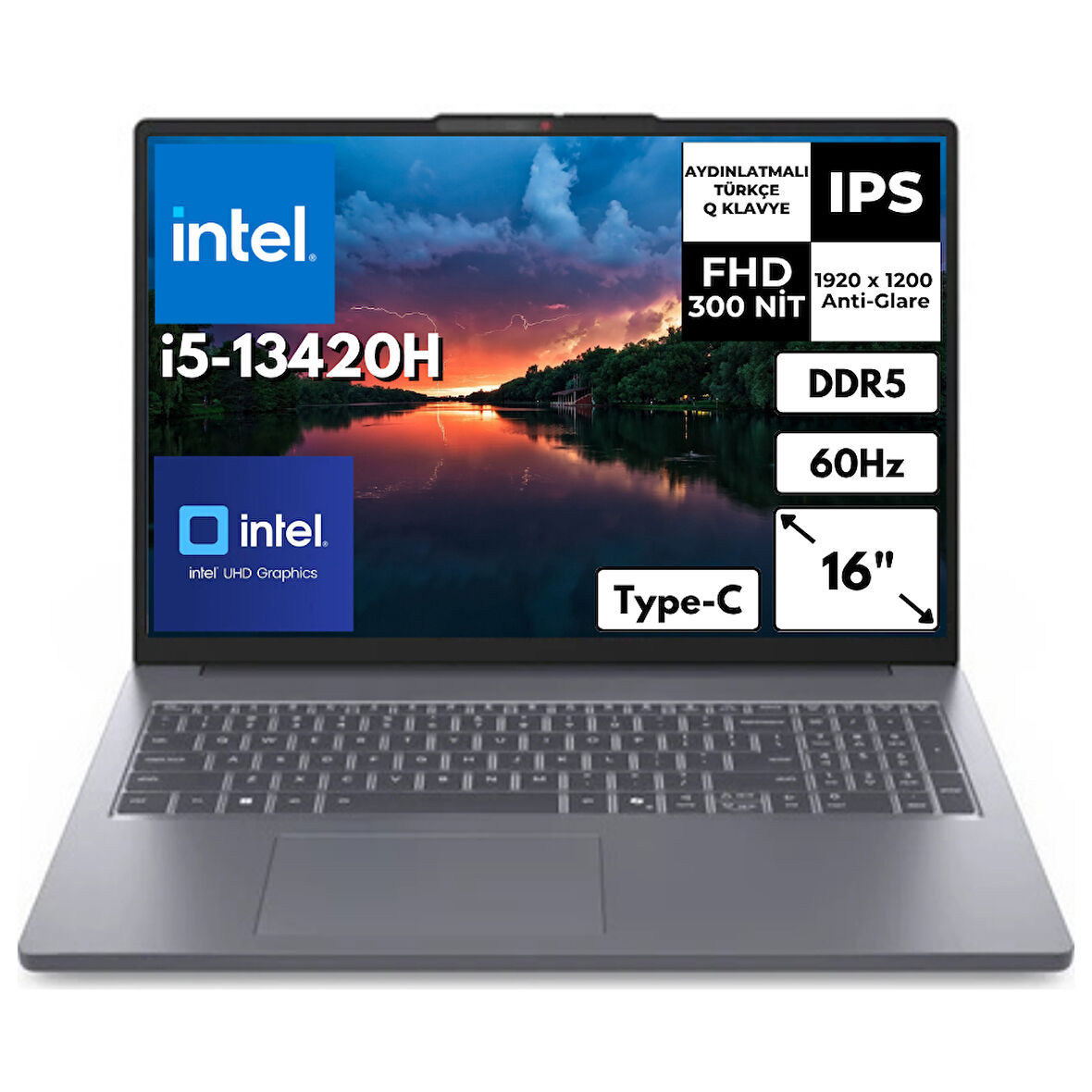 Lenovo IdeaPad Slim 3 16IRH10 i5-13420H 16 GB 512 GB SSD UHD Graphics 16" WUXGA FreeDos Notebook 83K20073TRAT5