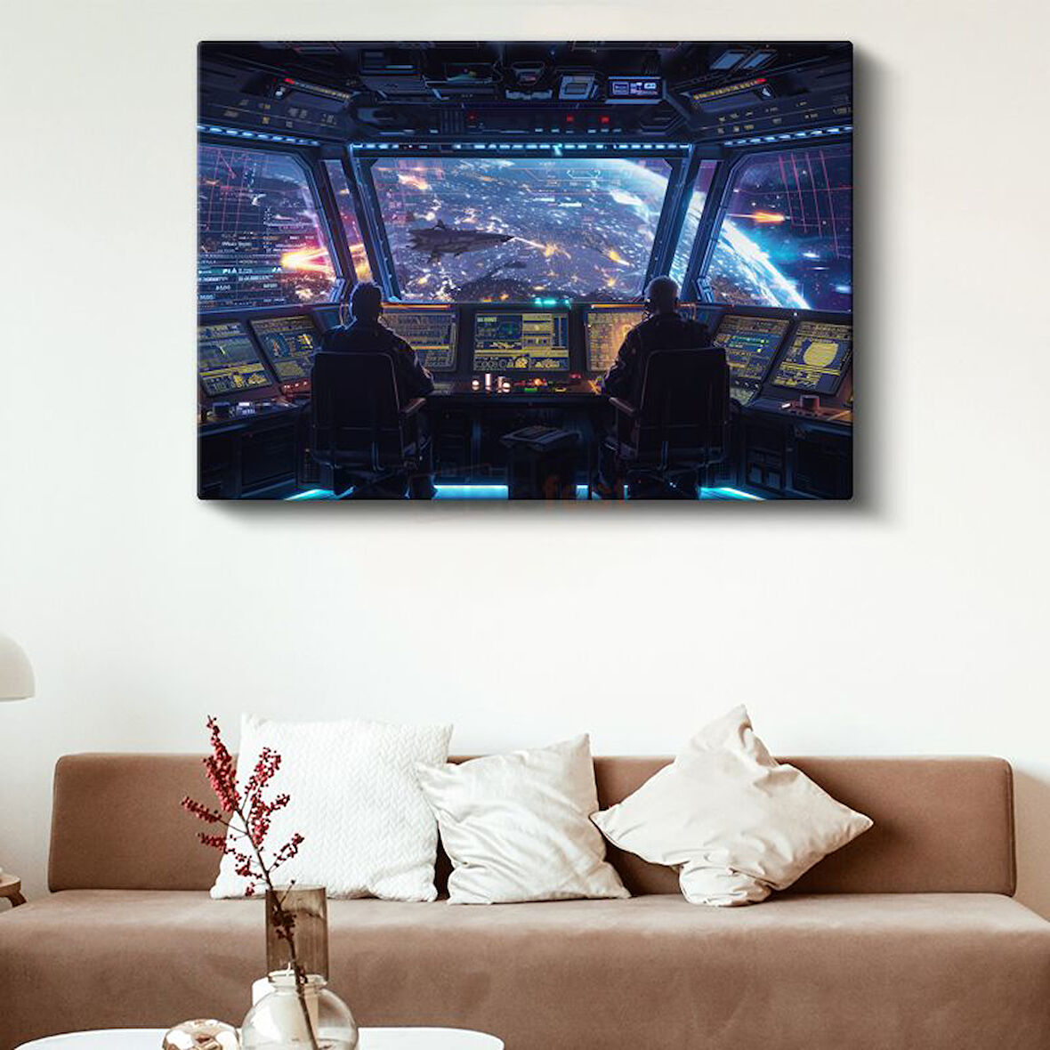 Uzay İstasyonu - Dünya Manzarası Anime Kanvas Tablo