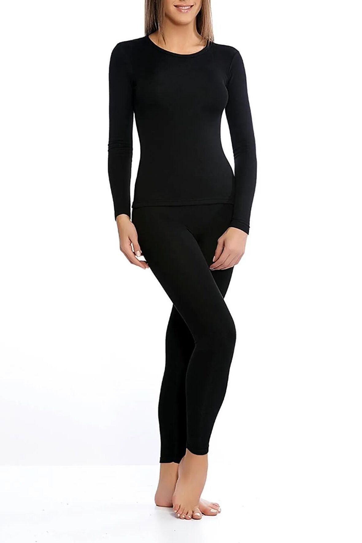 Kadın Siyah Uzun Kollu Termal Takım