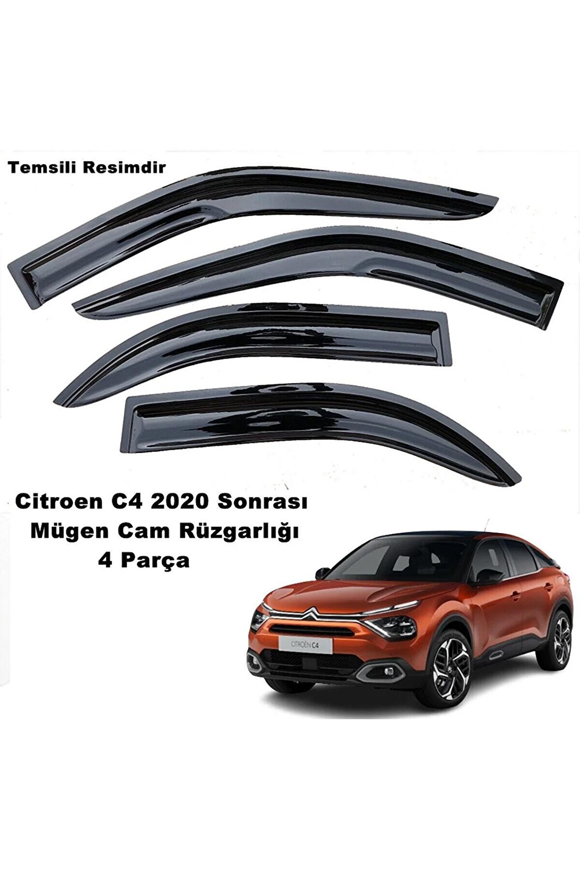 Citroen C4 Mügen Cam Rüzgarlığı 2020 Sonrası Kasalar 4 Lü Set Mügen Cam Rüzgarlığı -