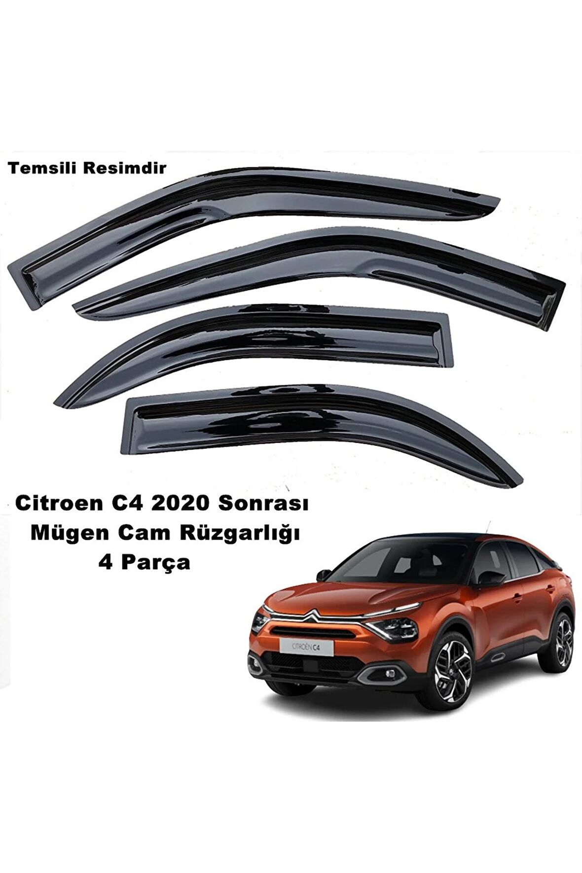 Citroen C4 Mügen Cam Rüzgarlığı 2020 Sonrası Kasalar 4 Lü Set Mügen Cam Rüzgarlığı - caraks