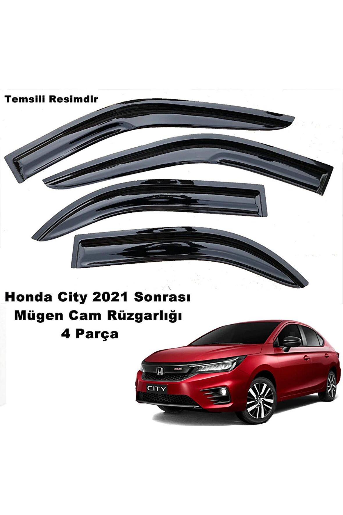 Honda City Mügen Cam Rüzgarlığı 2021 Sonrası Kasalar 4 Lü Set Mügen Cam Rüzgarlığı - caraks