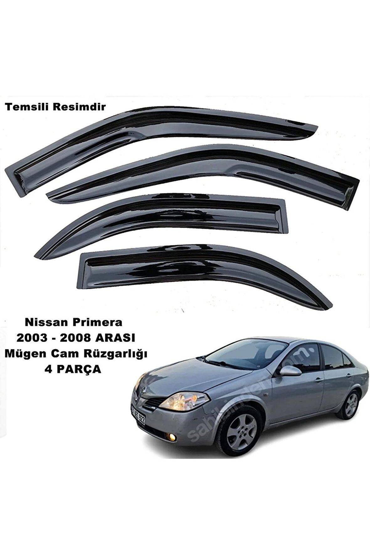 Nissan Primera Mügen Cam Rüzgarlığı 2003-2008 Arası Tüm Kasalar 4 Lü Set Mügen Cam Rüzgarlığı-caraks