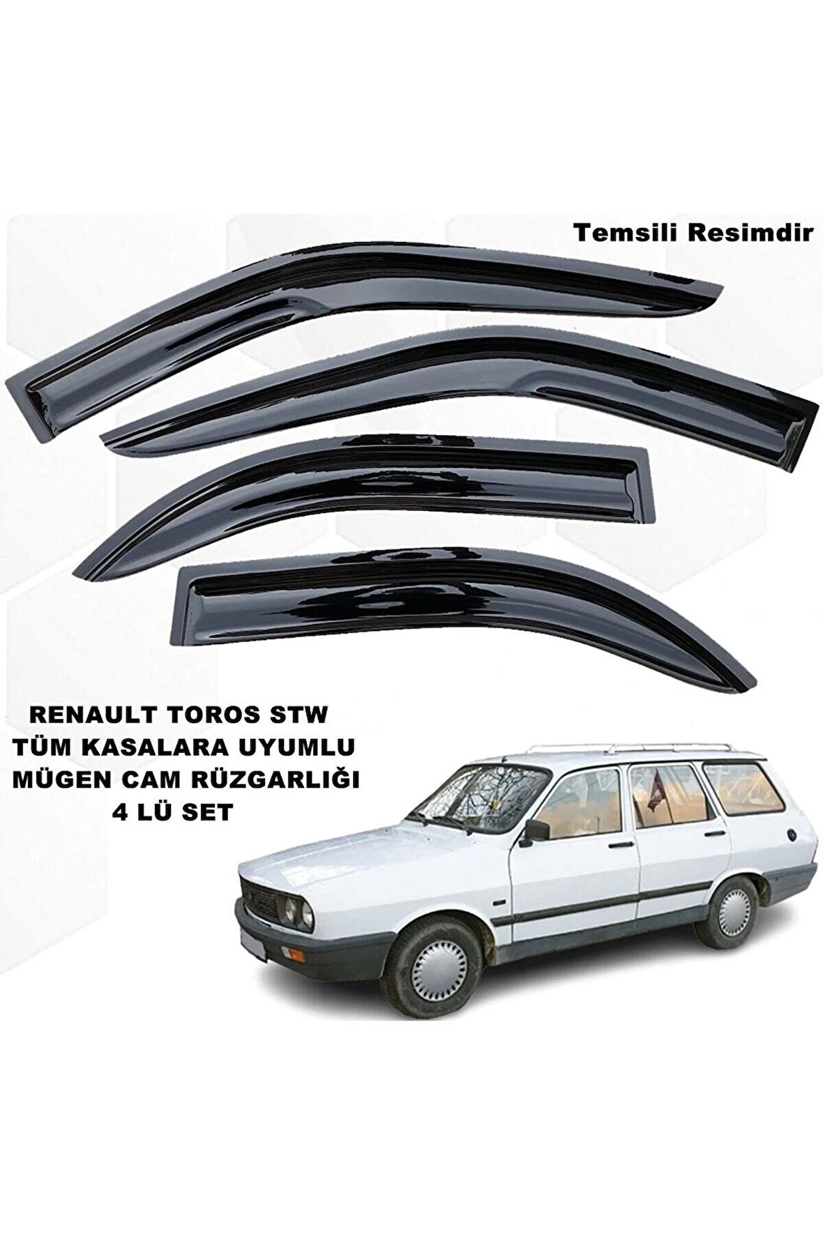 Renault 12 Toros Stw Mügen Cam Rüzgarlığı Tüm Stw Kasalara Uyumlu 4 Lü Set Cam Rüzgarlığı-