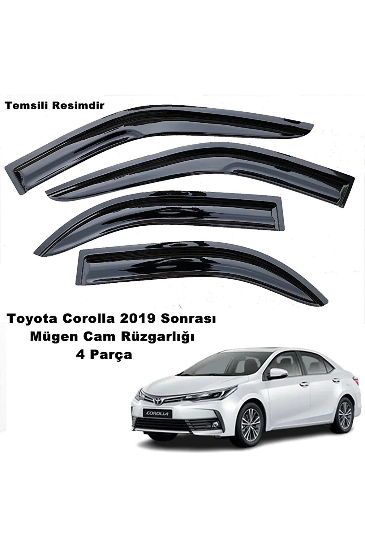 Toyota Corolla Mügen Cam Rüzgarlığı 2019 Sonrası Sedan Kasalar 4 Lü Set Cam Rüzgarlığı -