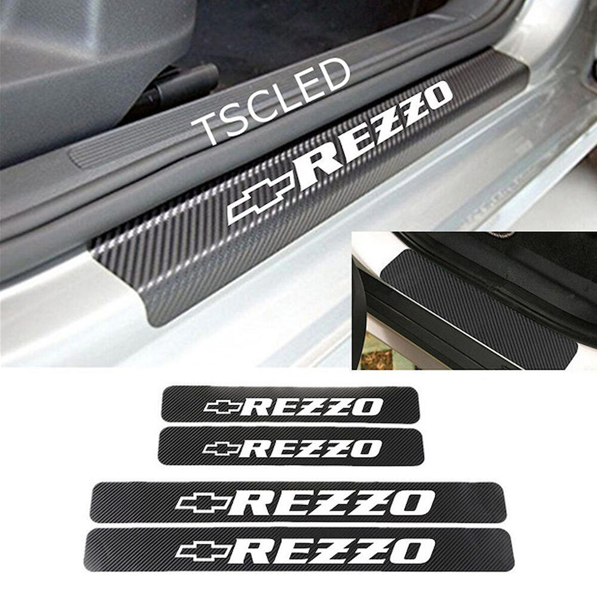 Chevrolet Rezzo Karbon Kapı Eşiği Kaplama Sticker (4 Adet) zz13