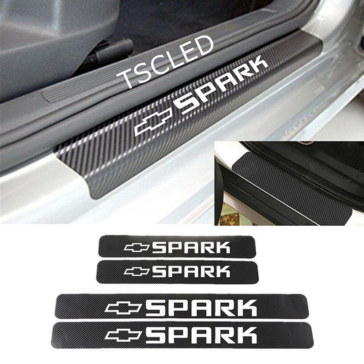Chevrolet Spark Karbon Kapı Eşiği Kaplama Sticker (4 Adet) zz14