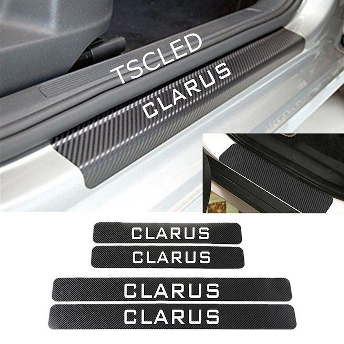 Clarus Karbon Kapı Eşiği Kaplama Sticker Yapıştırma (4 Adet) zz103