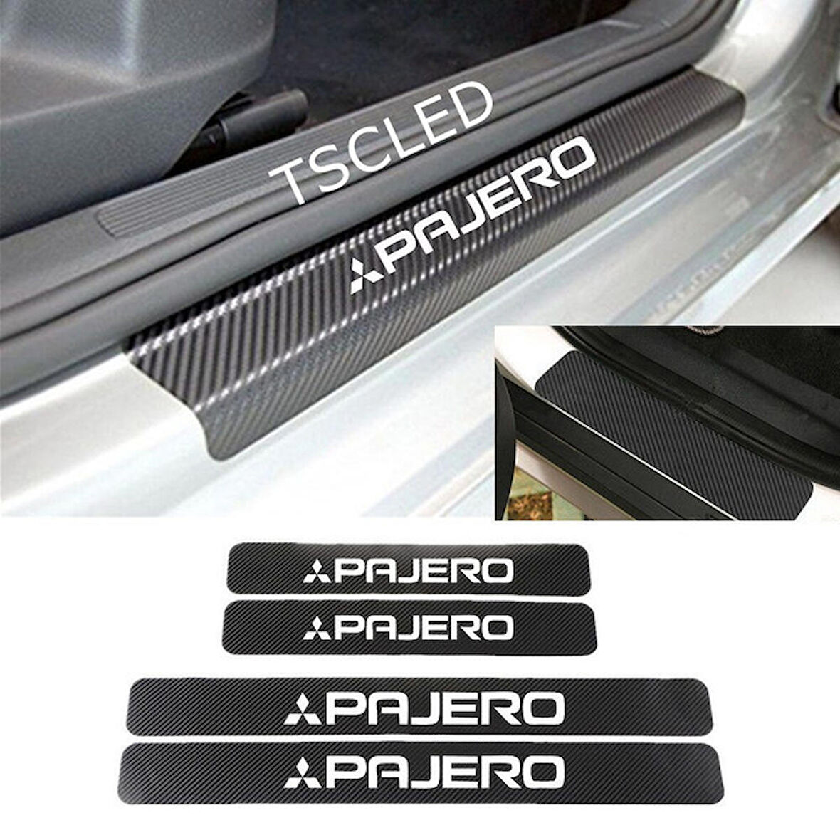 Pajero Karbon Kapı Eşiği Kaplama Sticker (4 Adet) zz132