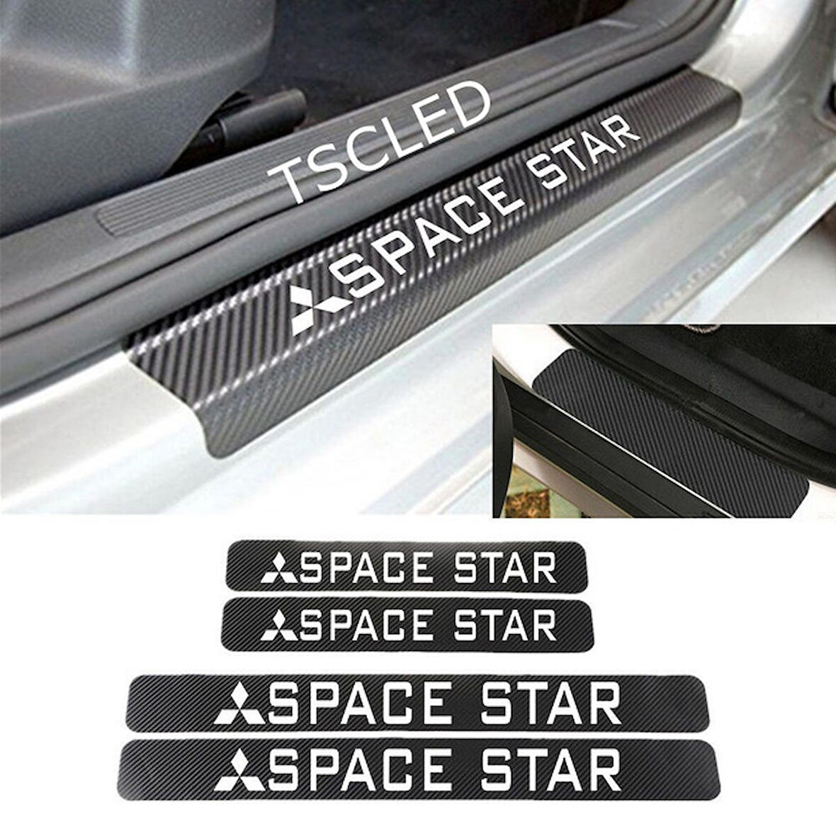 Spacestar Karbon Kapı Eşiği Kaplama Sticker (4 Adet) zz133