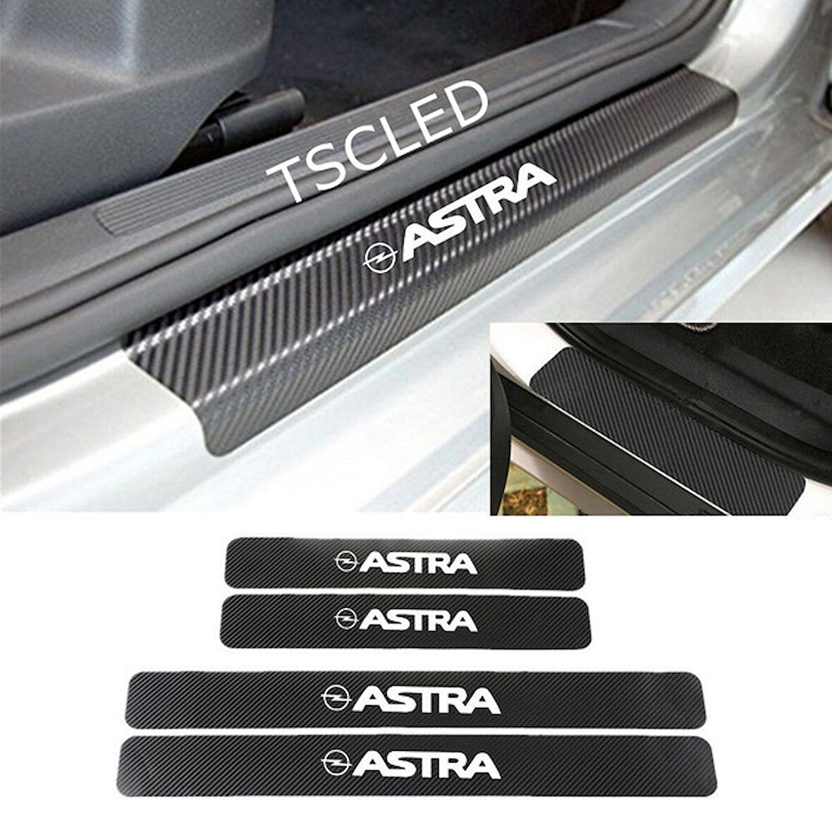 Astra Karbon Kapı Eşiği Kaplama Sticker (4 Adet) zz148