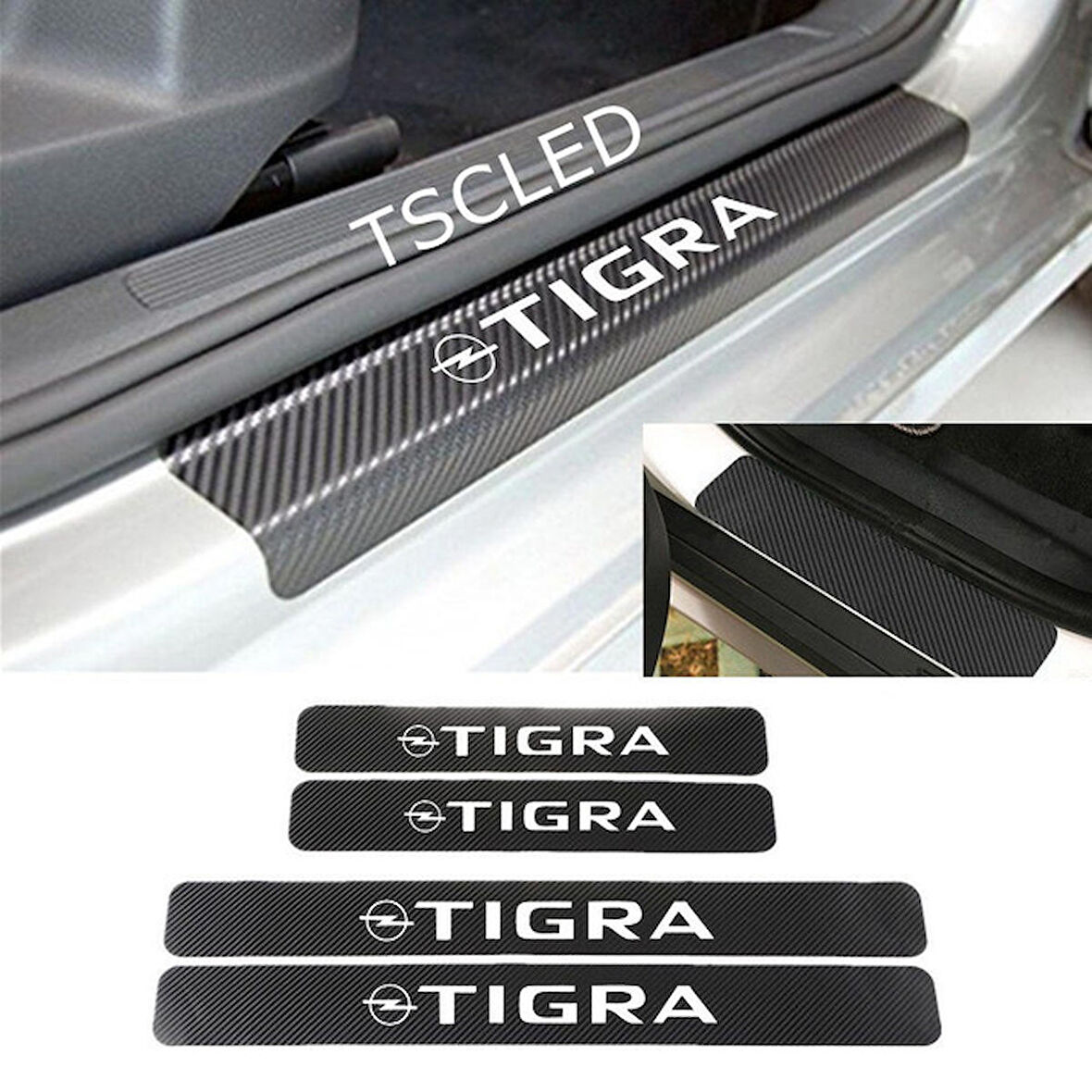 Tigra Karbon Kapı Eşiği Kaplama Sticker (4 Adet) zz160
