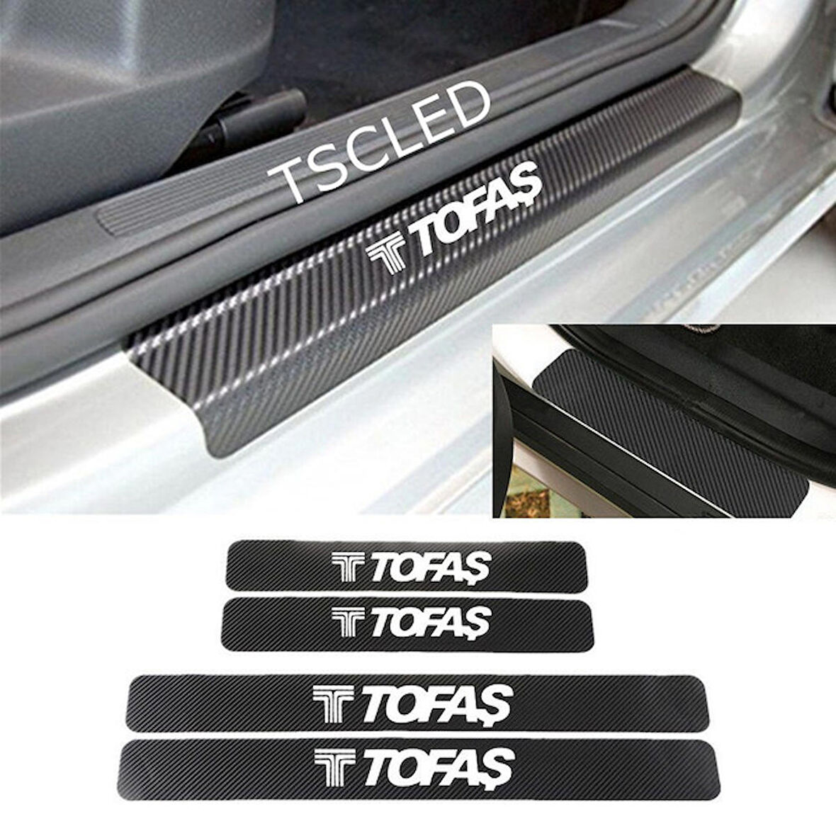 Tofaş Karbon Kapı Eşiği Kaplama Sticker Yapıştırma (4 Adet) zz240