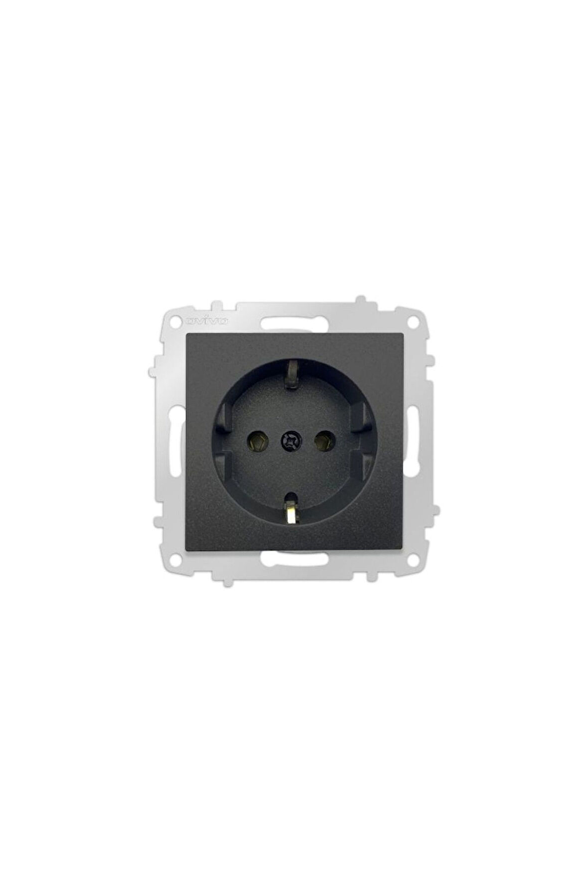 Ovivo Grano Siyah Natural Topraklı Priz Çerçevesiz - 4 Adet