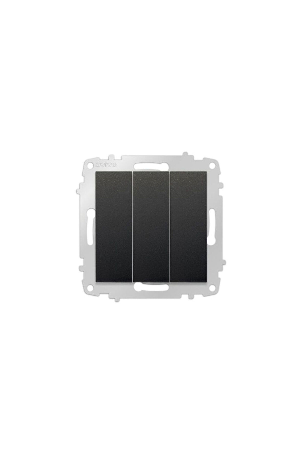 Ovivo Grano Siyah Natural Üçlü Anahtar Çerçevesiz - 8 Adet